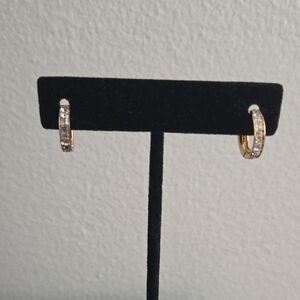 Swarovski Gold and Silver Crystal Hoop Earrings